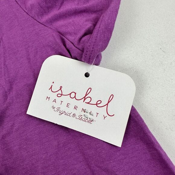 NWT Isabel Maternity by Ingrid & Isabel Purple Slit Tie Sleeve T-Shirt Blouse XS - Picture 6 of 9
